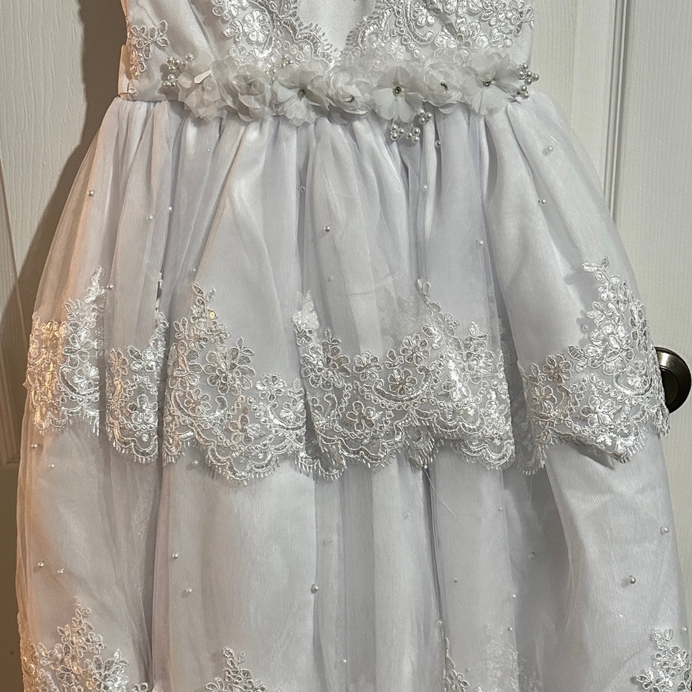 Handmade Elegant White Lace Kids Dress-